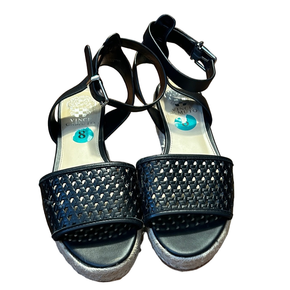 Black Woven Sandals with Espadrille Sole